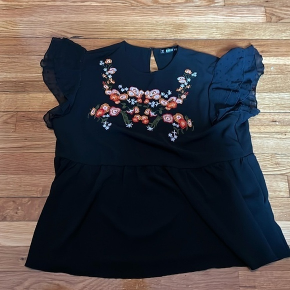 SHEIN floral flowy black shirt XL